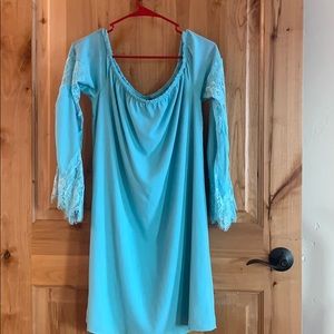 Off the shoulder blue Wrangler dress